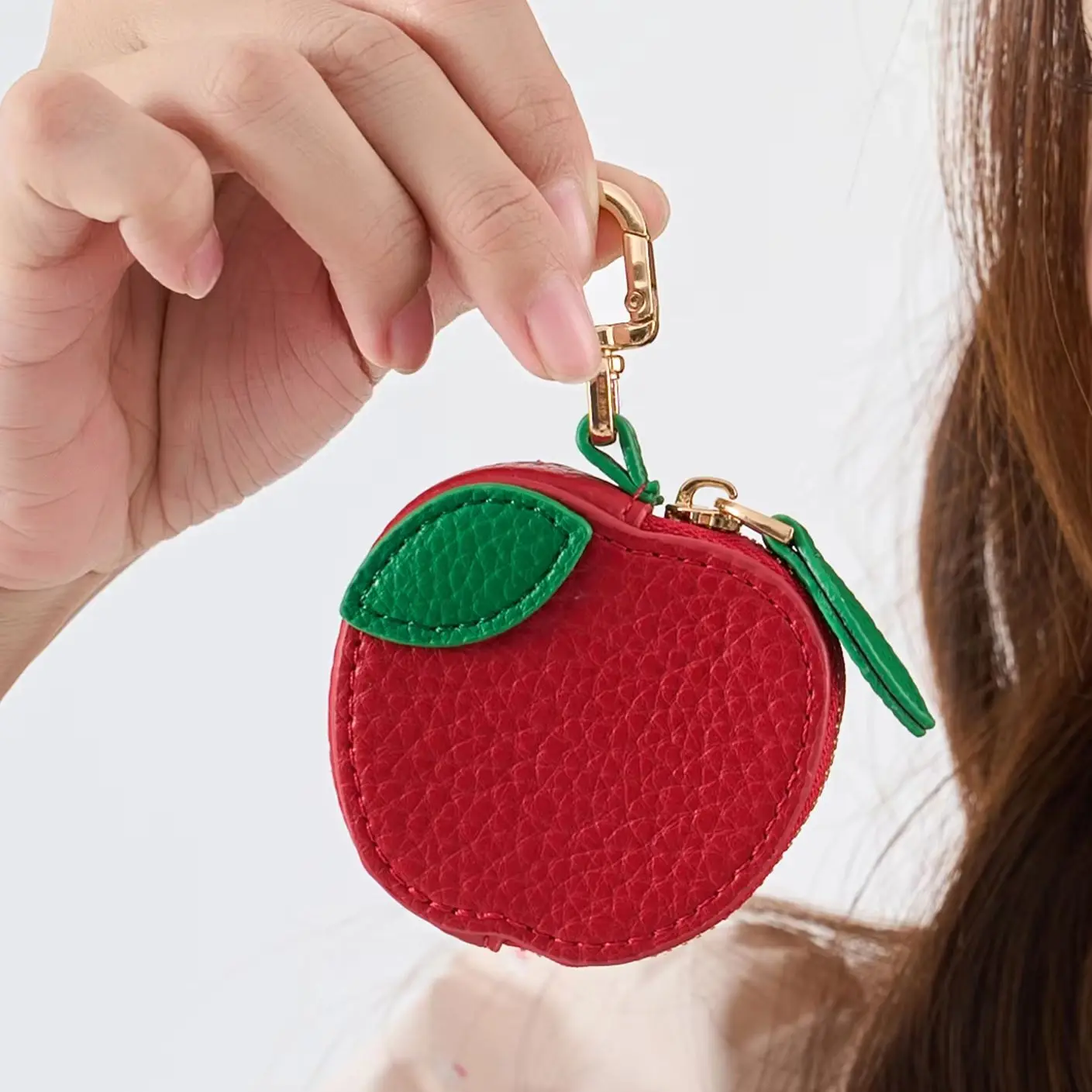 MIYIN Cute Fruit Shape Leather Coin Purse Mini Zipper Earphone Bag Keychain Pendant Wallet for Women Girls Gift