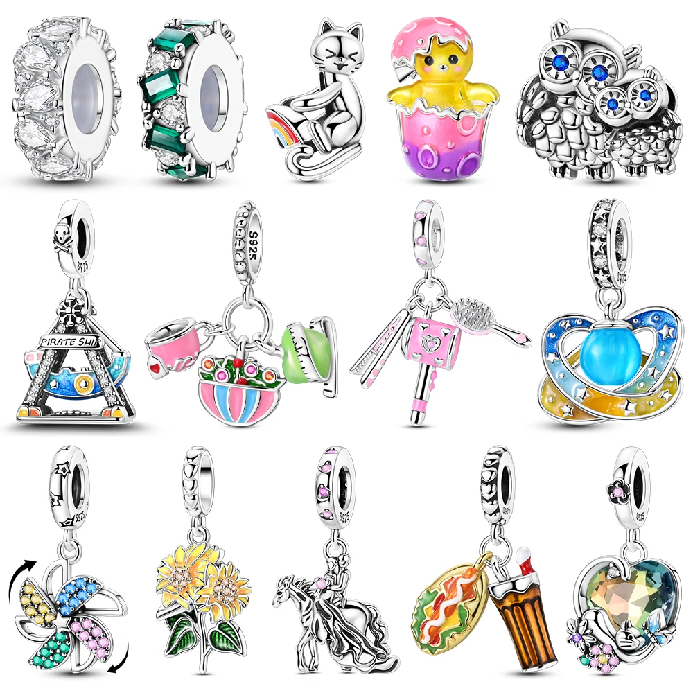 925 Silver Charms Luminous Planet Windmill Cactus Beads charm Fit Original Bracelet DIY Pendants Jewelry Gift For Women