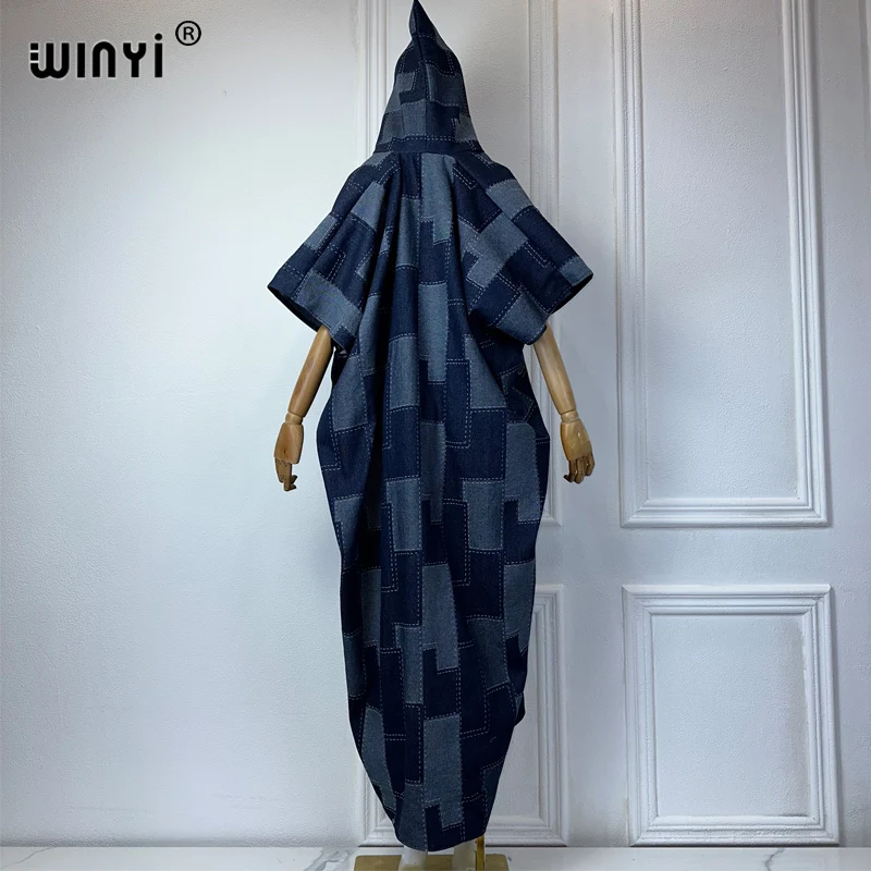 WINYI Africa modne kimono damskie żakardowe z kapturem do starego dżinsowego kardigan bez rękawów kostiumu kąpielowego okrycie plażowe płaszcza