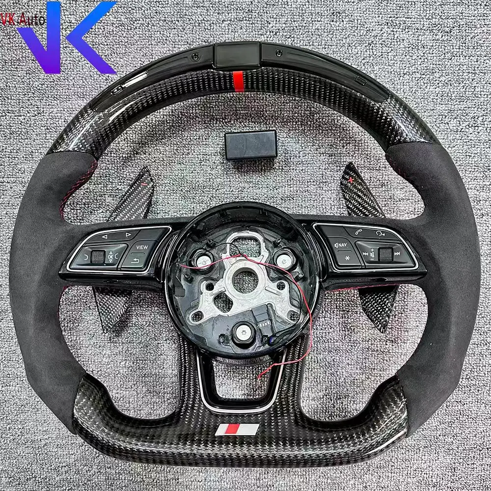 

Для Audi A3 A4 A5 S3 S4 S5 светодиодный полуалькантара из углеродного волокна с красной строчкой спортивный руль RS/S с логотипом в сборе