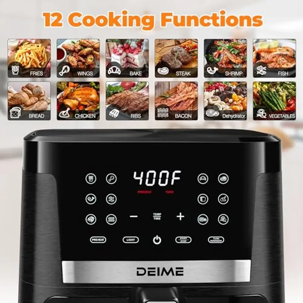 7.5 QT Air Fryer Oven 1700W Healthy Cooker 12 Presets Visible Window LCD Touch