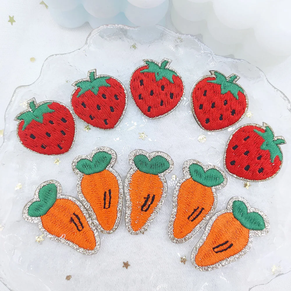 Strawberry Carrot Self-adhesive Embroidery Patch Sequin Patch Decorative Clothing Bags Shoes Hats DIY Phone Cases Stationery