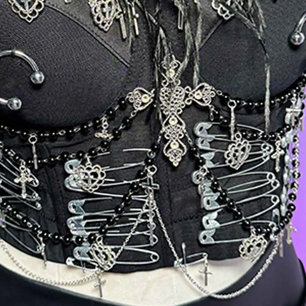 Y2K بلايز خلل الأساسية في سن المراهقة الصليب دبوس E-الفتيات القوطية تانك خمر القوطي ايمو موضة إحياء الشرير الصخرة Harajuku الجرونج ملابس للنادي #3