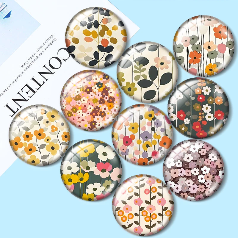 Retro Floral12/18/20/25mm glass cabochon  bracelet pendant rings for jewelry demo earrings back Making findings