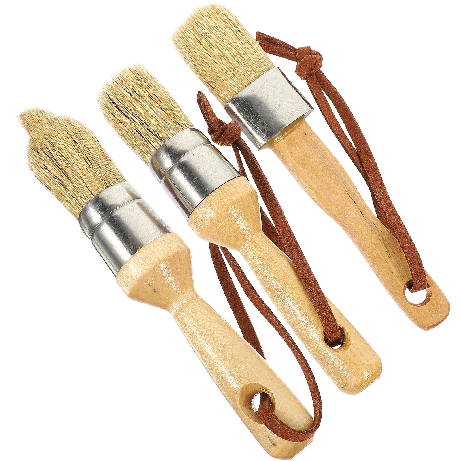 3Pcs Wooden Bristle Paint Brushes Multi-Size Ergonomic Handle Household Painting Tools Suitable for Chalk Milk Latex