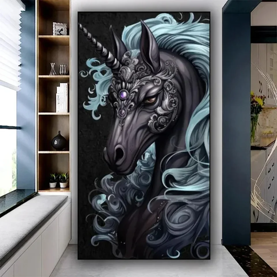 Dark Mythical Unicorn 5D DIY Diamond Painting New Cross Stitch Kits Mosaic Diamond Embroidery Sale Horse Home Decor Gift