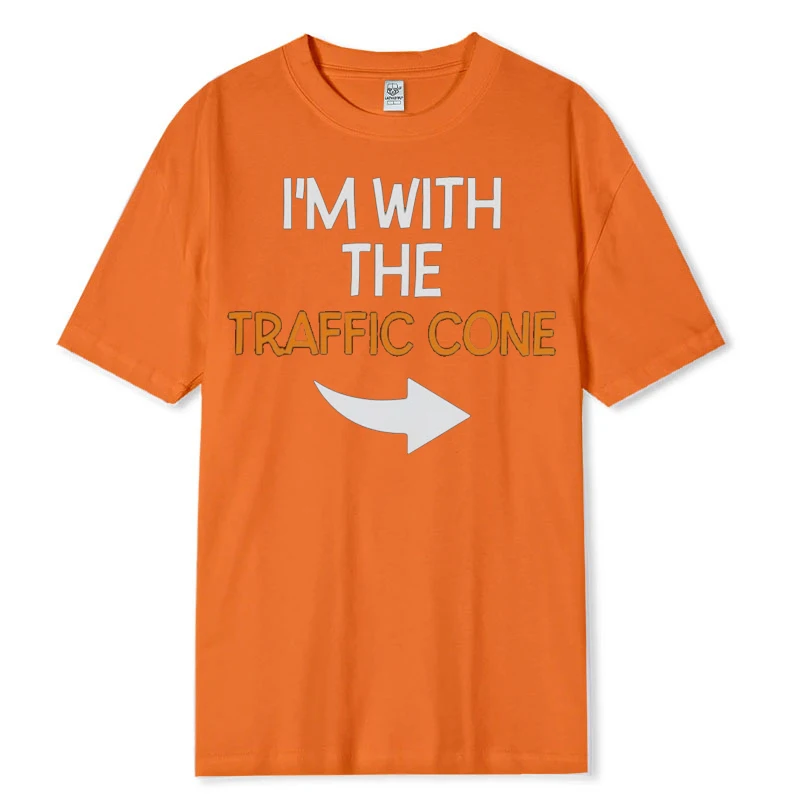 قميص الهالوين المخروطي لحركة المرور، زي الزوجين المضحك، تي شيرت قطني قابل للتنفس له ولها مع تصميم ‌   تي شيرت