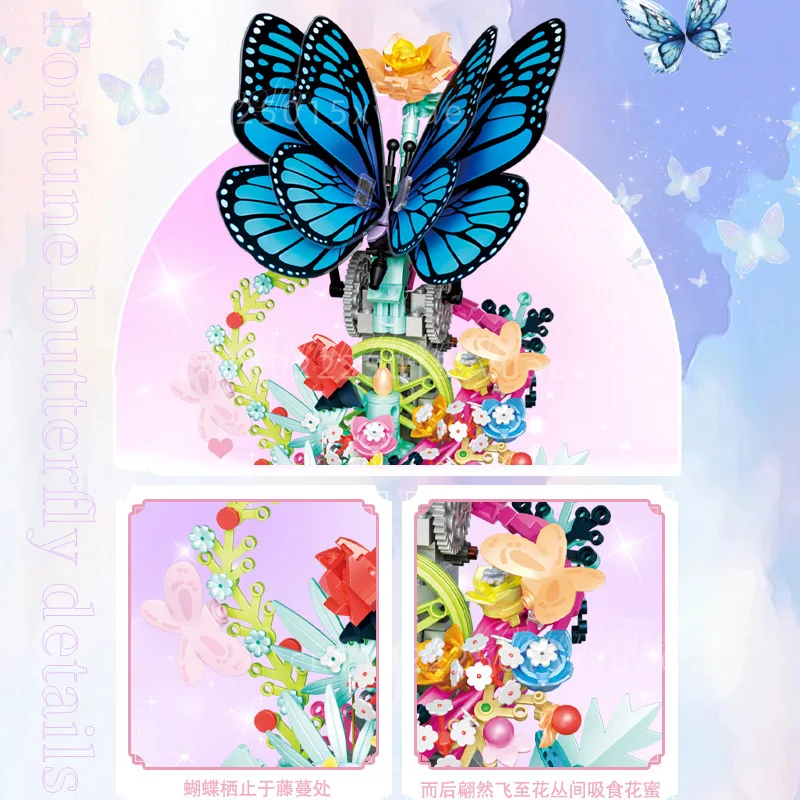 Nuovo carillon blocchi di costruzione mobile farfalla assemblaggio giocattolo educativo modello sogno decorazione del desktop regalo di compleanno della ragazza