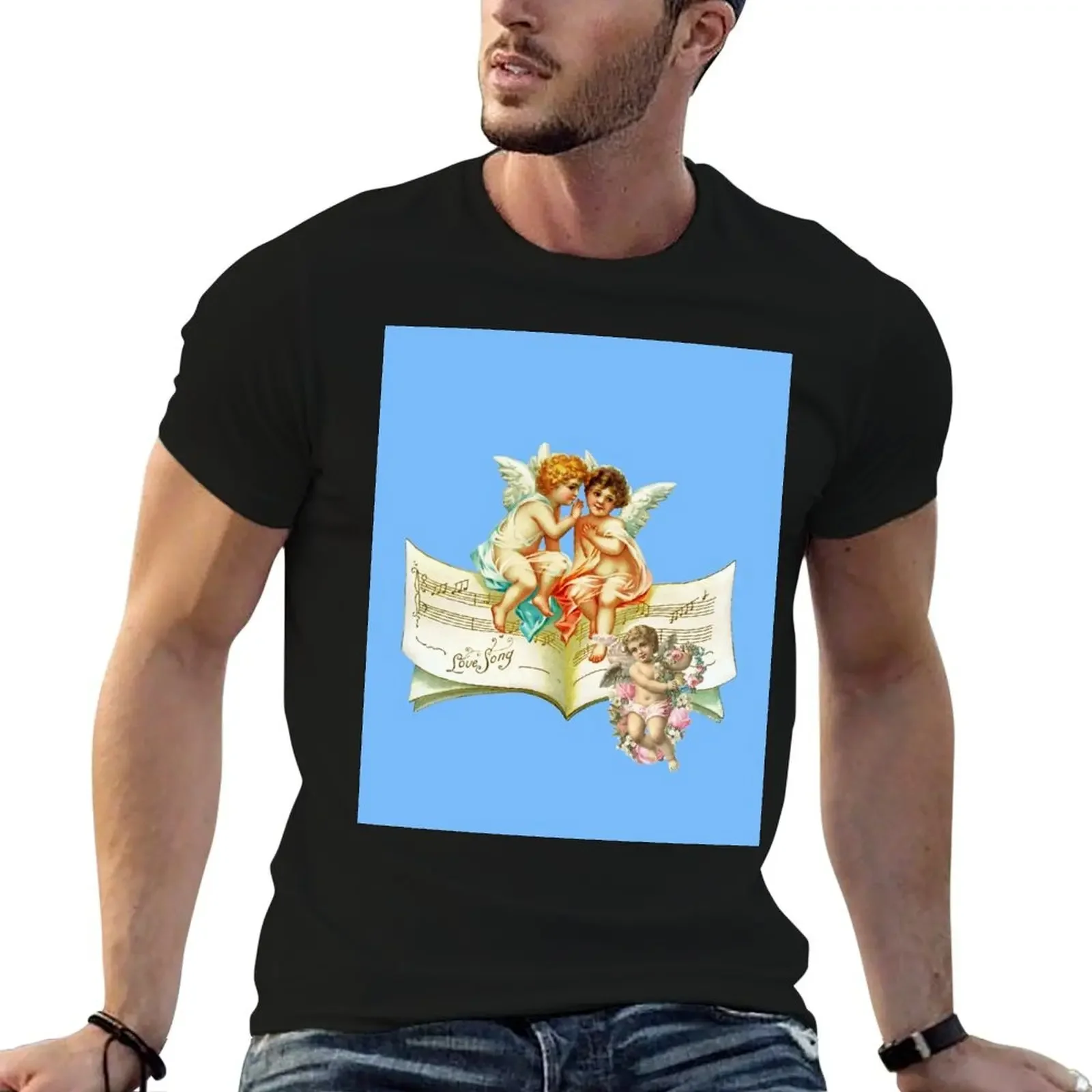 

music angel cherubs T-Shirt kawaii clothes customizeds tees boys animal print fruit of the loom mens t shirts