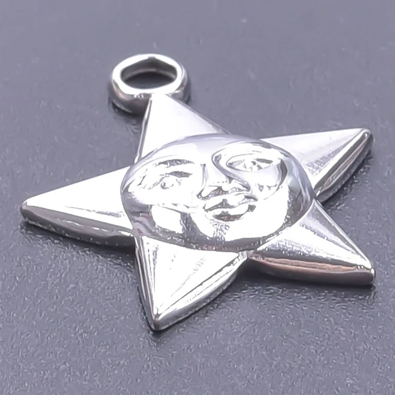 5pcs Silver Color Sun Pendant Jewelry Making Supplies Titanium Stainless Steel Charms Bulk Vintage DIY Women Men Charm Material
