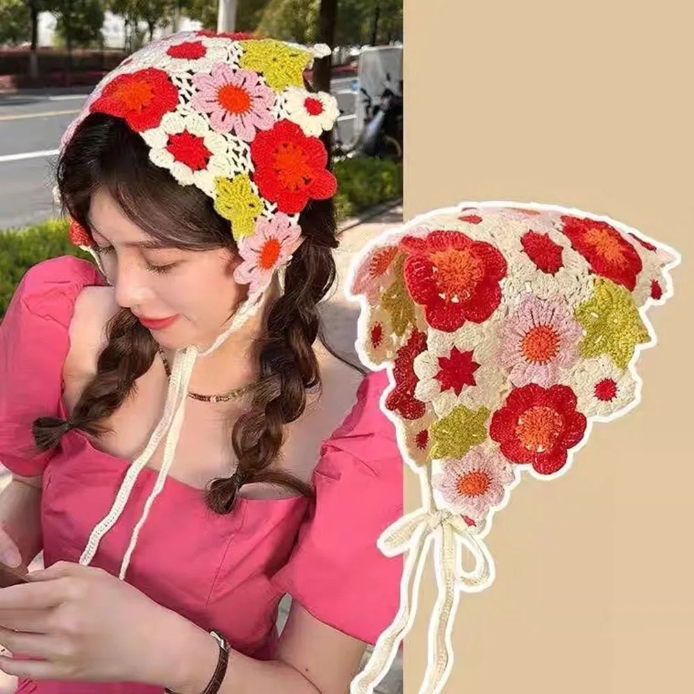 

Flower Crochet Turban Scarf Hair Bands Women Holiday seaside Knitting Vintage Hair Bands Headband Girl Fashion Hair Accessories