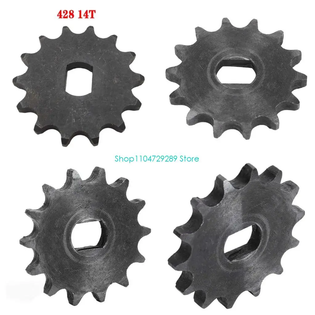 D8KE Chain Drive Repair Gear 428 Steel 14 Tooth Part, 12 x 17 mm D-Shaped Bore, Single Unit for Drivetrain Service and Bore