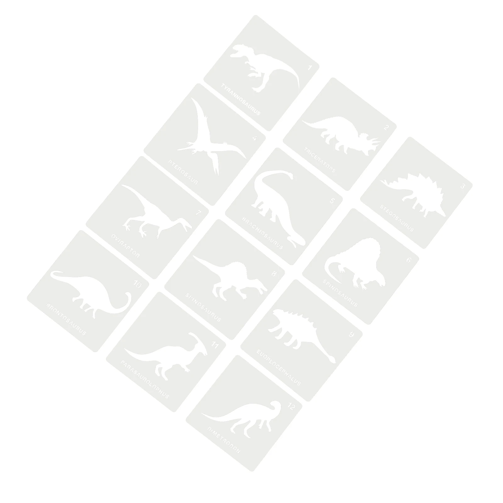 12pcs Dinosaur Drawing Template Scrapbook Stencils Hollow Painting Reusable Child DIY Craft Educational Toys Kids