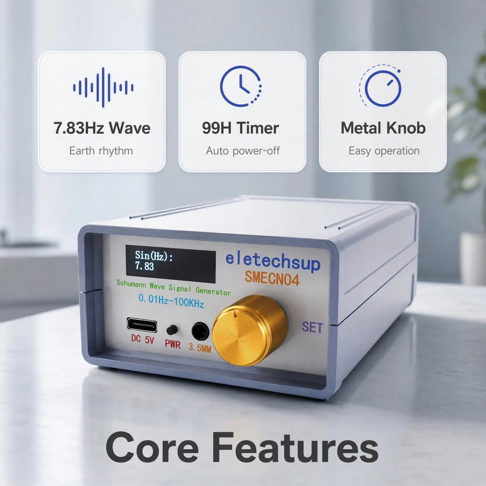 Schumann Resonance Signal Generator 0.01Hz-100kHz Pure Sine Wave OLED Encoder Adjustable for Meditation Sleep Stress Relief