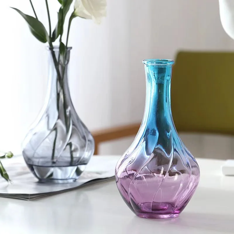 European Thread Vase Small Fresh Tabletop Inserted Colored Glass Household Decoration Vase Small Mouth Vase