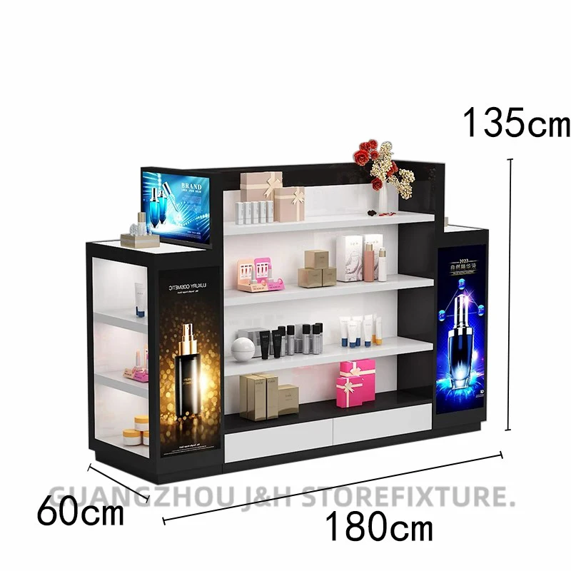 ระบบชั้นวางสินค้าแบบกอนโดลาไม้สมัยใหม่ ชั้นวางสินค้าแบบกอนโดลาไม้ ชุดชั้นวางสินค้าแบบเกาะสำหรับเครื่องสำอาง