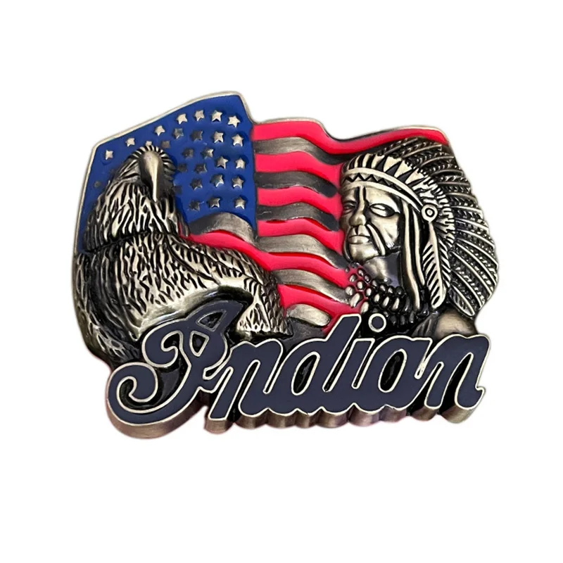 

Пряжка ремня из индийского старого человека из цинкового сплава в западном стиле