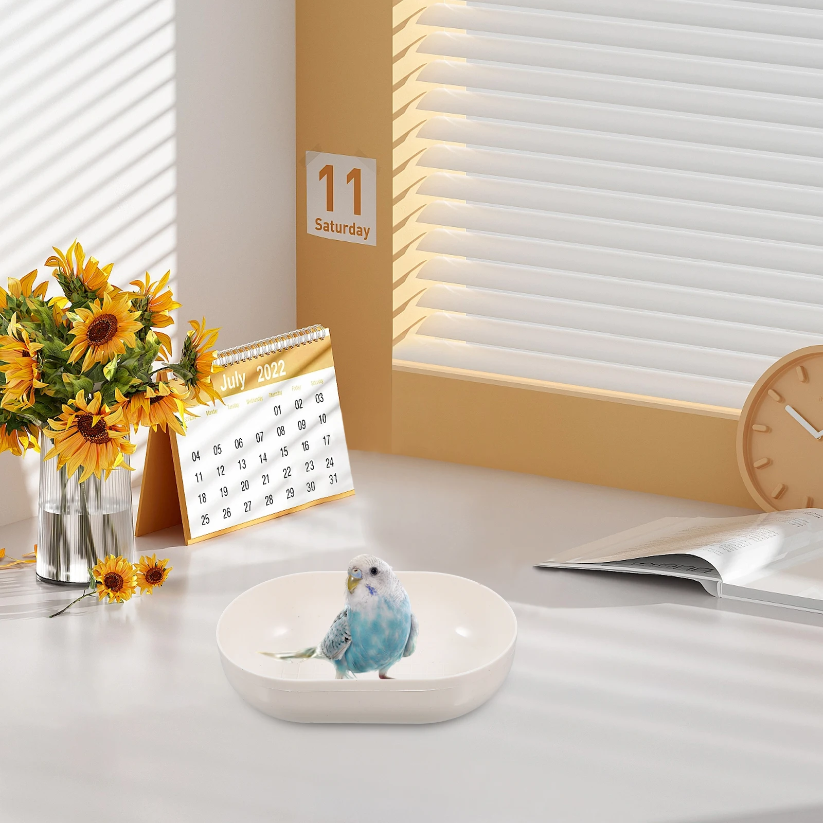 

2Pcs Plastic Bird Bath Bowl Heavy Duty Easy to Clean Versatile Use for Outdoors Gardens Balconies and Cages Water Dish