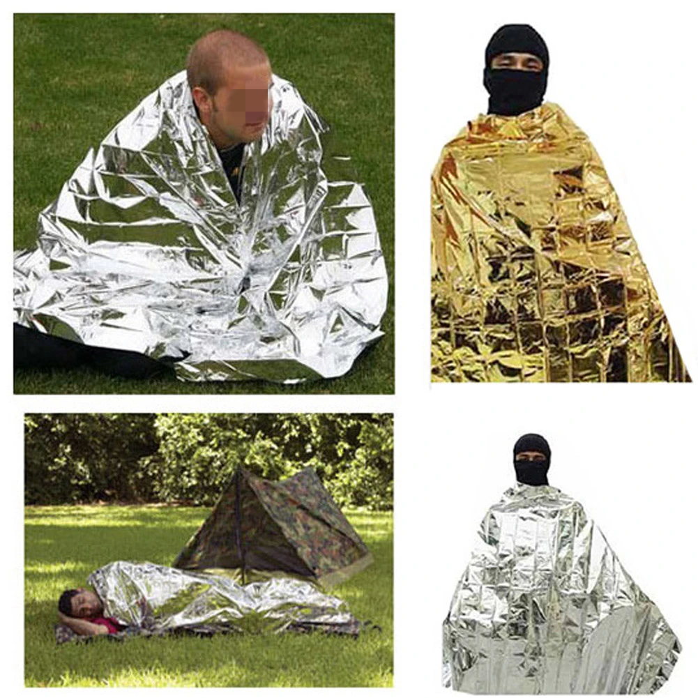 Solar Space Blanket Reflectiv Film Camping Survival Safety Aid Insulating Mylar Thermal 160x210cm Gold 130x210cm Silver Blankets