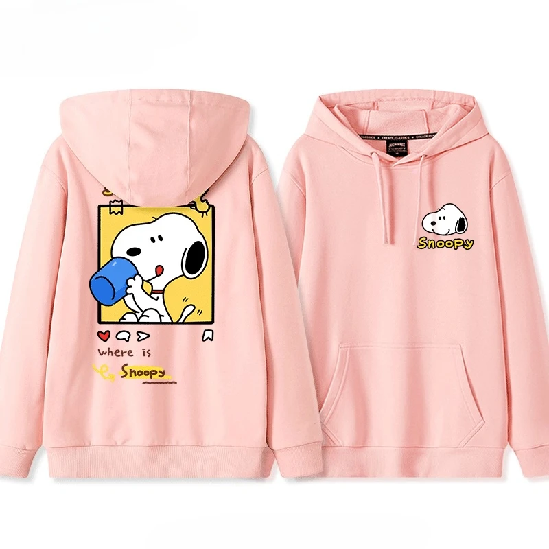 Nouveau automne lâche Snoopy pull à capuche Couple Ins cadre Charlie haut hommes et femmes mignon imprimé polyvalent haut veste à la mode