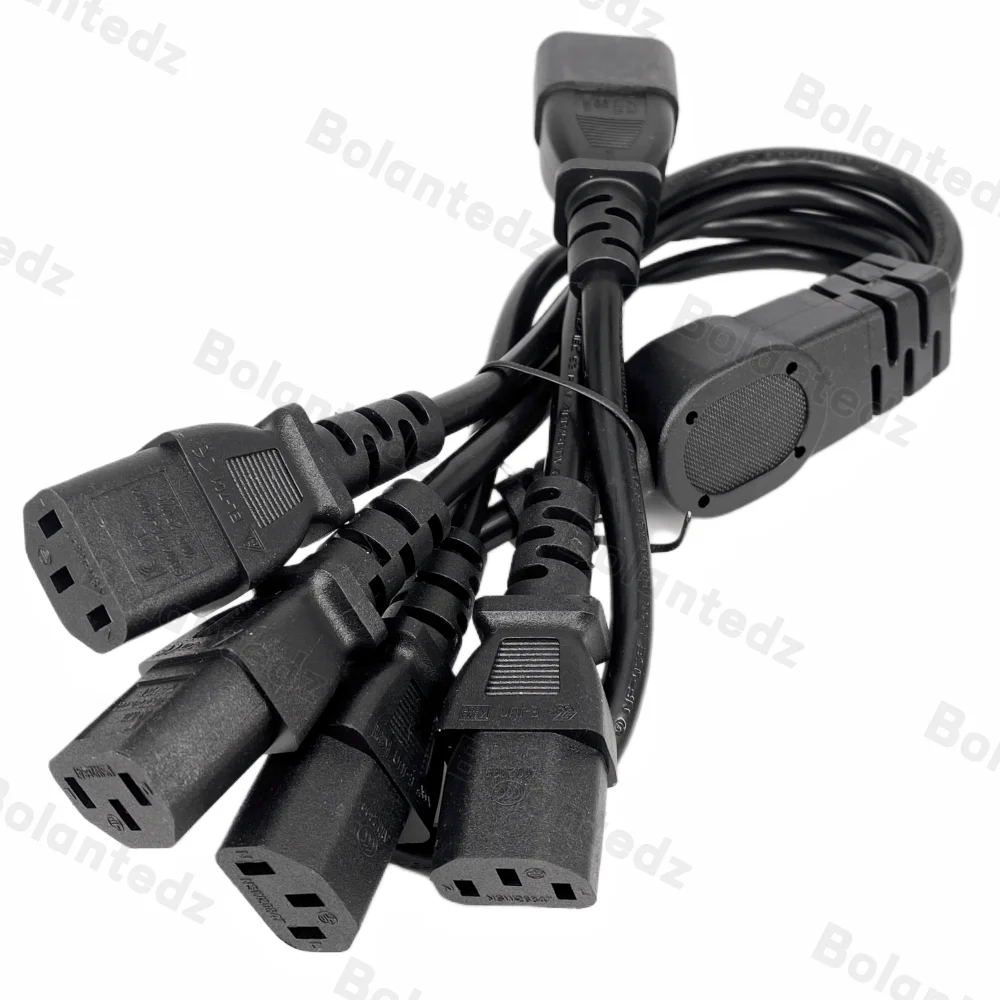 High Quality IEC 320 C14 Male Plug to 4XC13 Female Y Type Splitter Power Cord , C14 to 4 x C13, 250V/10A