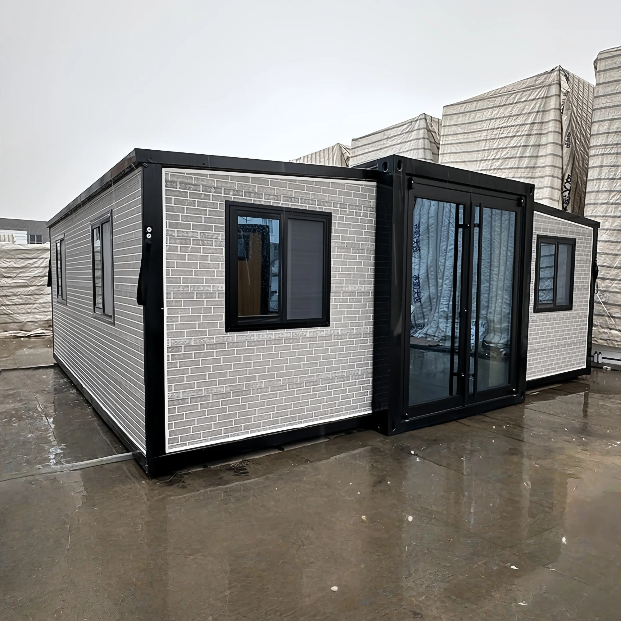 منزل صغير متنقل 3 4 غرف نوم قابلة للطي منازل جاهزة 20 قدم 40 قدم منزل حاوية فاخر قابل للتوسيع