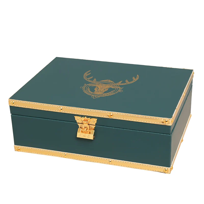 Retro Affordable Luxury Desktop Storage Box with Lock Jewelry Box Certificate Storage Box Key Password Box Small Wooden Box