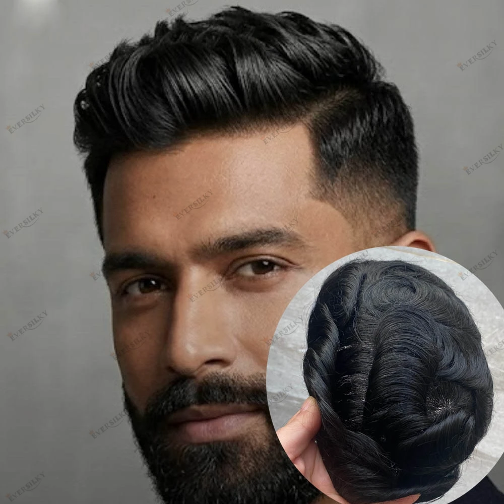 

Durable Skin 0.1mm PU Base Human Hair Toupee System for Bald Man Undetectable Natural Hairline Injected Cheap Hair Prosthesis