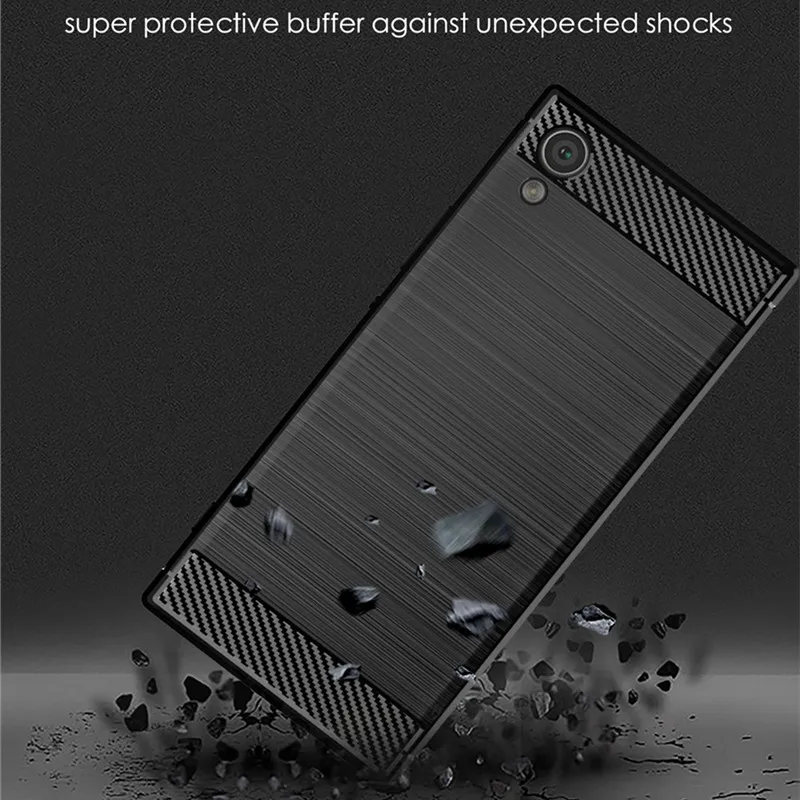 Fashion Shockproof Silicone Case for Sony Xperia XA1 Plus XA1+ Carbon Fiber Cases for Sony XA1 plus Back Cover Coque Fundas