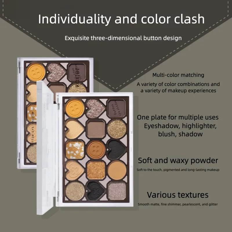 Palette di ombretti a 15 colori, ombretto opaco, perlescente, fine, scintillante, non sconfiante, fard snellente