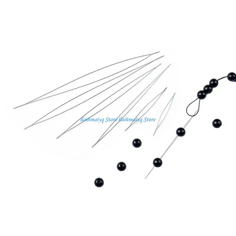 573B 5/6pcs Beading Needle Set Big Eye Curved Open Needle Stainless Steel Beading Tools Jewelry Crafting Supplies Pins