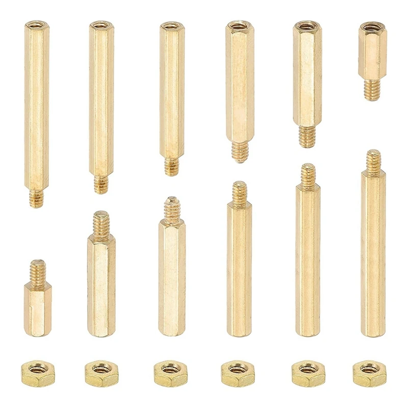 WISH M2+3Mm Support Screws, 240 Pieces Male To Female Hexagon Brass Support Washer Screw Nut Combo Kit, Gold
