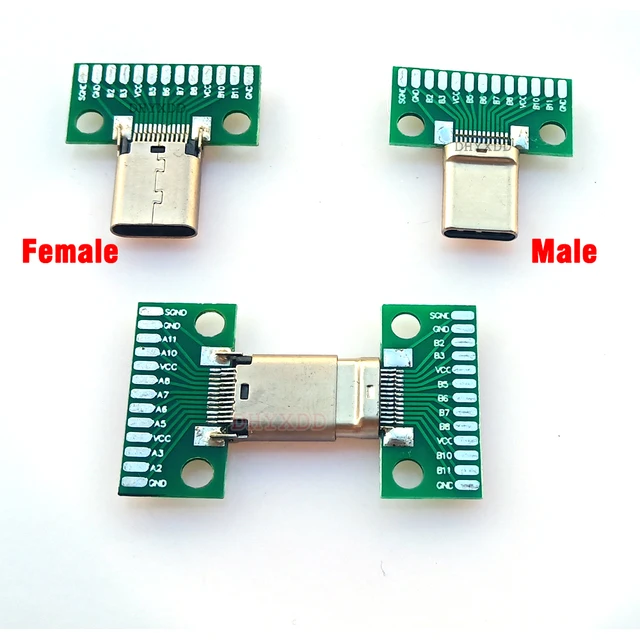 Złącze USB 3.1 typu C Męskie żeńskie typu c Testowa płytka PCB Uniwersalna płytka z portem USB3.1 24P Testowa płytka Złącze wtykowe