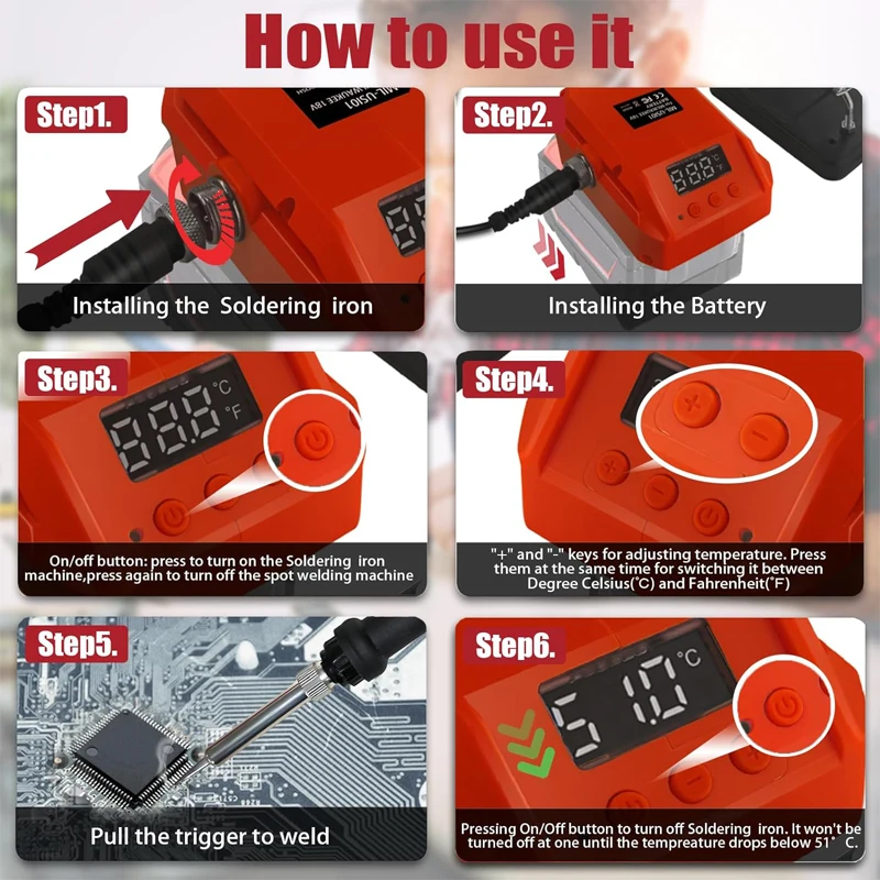 for Makita/Dewalt/Milwaukee 18V Battery Cordless Electric Soldering Iron Station Digital Temperature Adjustable Fast Heating