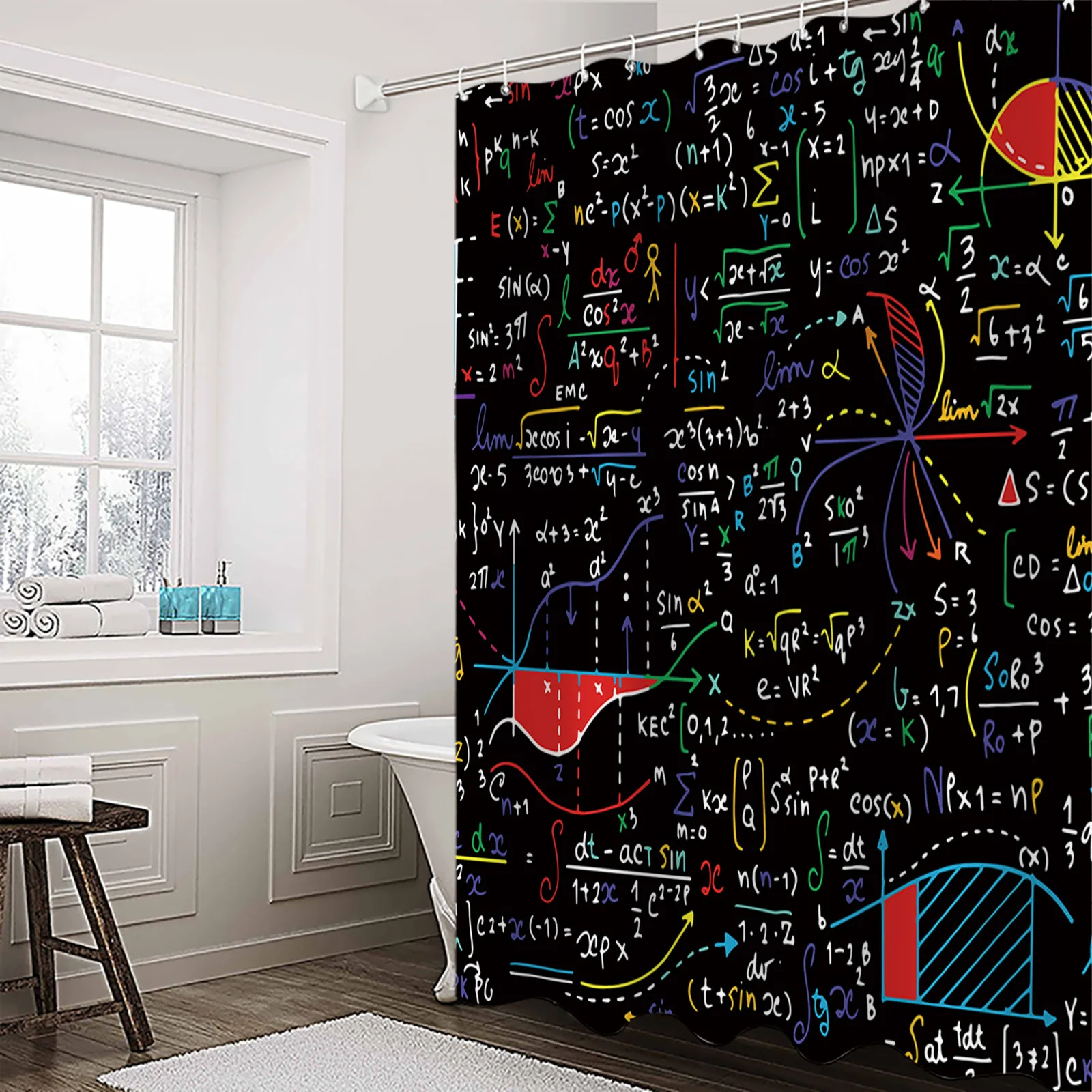 Mathematics Formula Chart Shower Curtains Waterproof Bath Curtains Home Decor Modern Luxury Bathroom Curtain