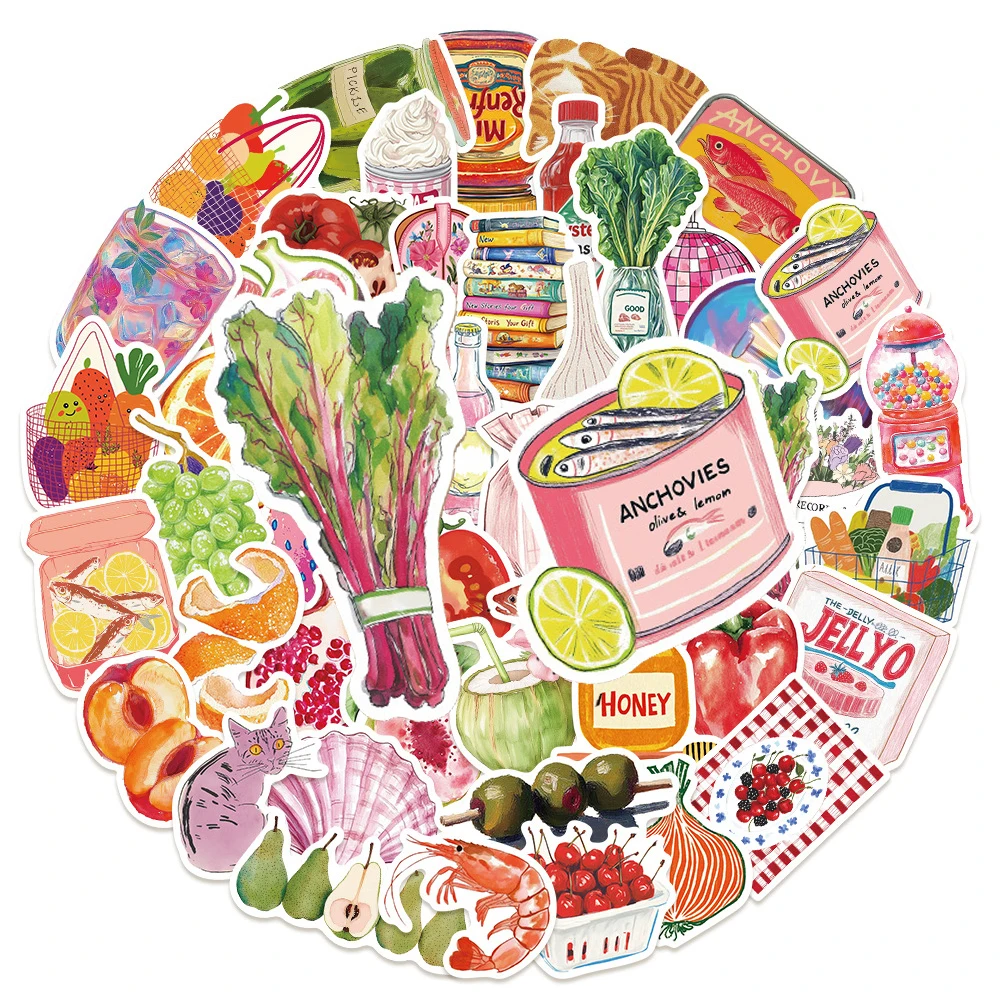 

10/30/50pcs Cartoon Mediterranean Tomato Food Stickers Cute Aesthetic Sticker DIY Laptop Skateboard Phone Waterproof Decals Toys