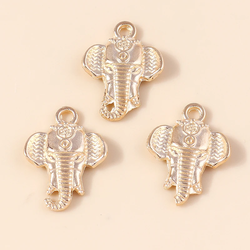 Leslie 10 Stück 21 x 15 mm goldfarbene Metall-Elefant-Anhänger für selbstgemachte Halsketten, Armbänder, Schmuckherstellung – Detail 2