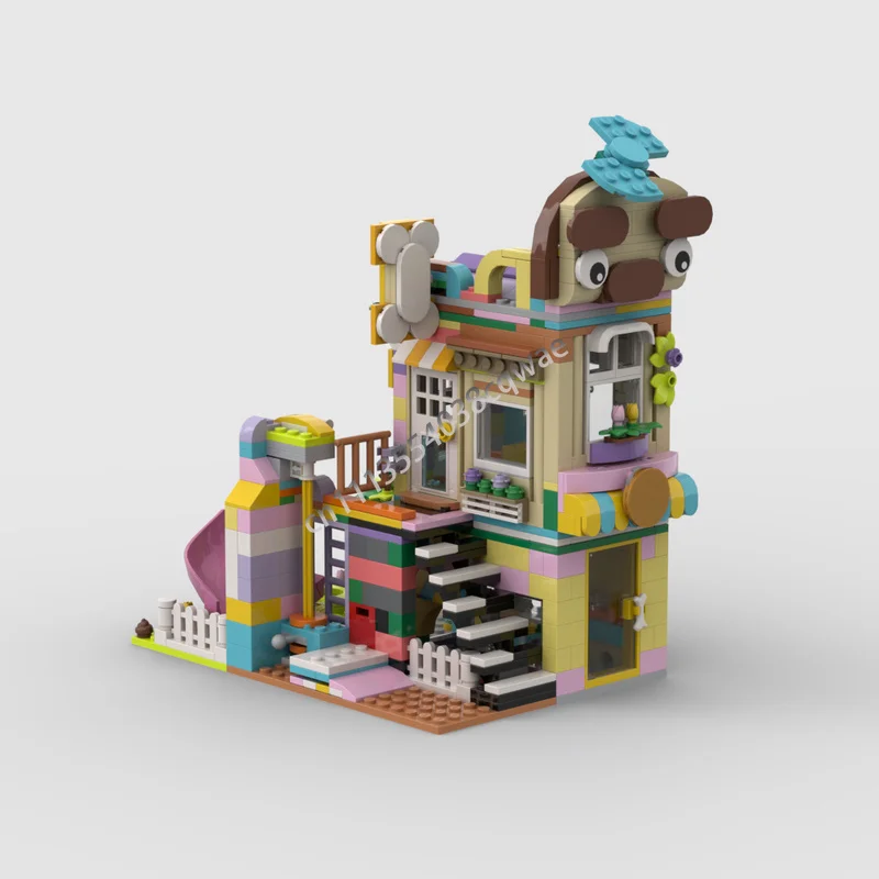 642PCS Colorful Pet Accessories Shop Playground Model Custom Puzzle DIY Assembly Building Blocks Creative Street View Toy Gift