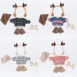 OB11 Doll Christmas Costume Clothes Doll Antler Headwear Sweater Jacket Set for Obitsu11, Gsc, Ymy Body, Body9,1/12bjd Doll