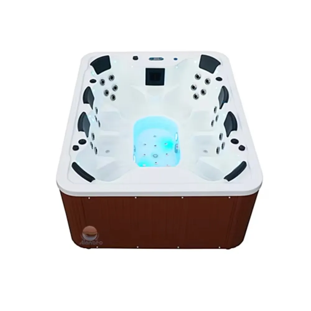 Jacuzzi de Luxo para 8 Pessoas em Acrílico 220V, Spa Comercial ao Ar Livre com Jatos de Hidroterapia e Design Moderno