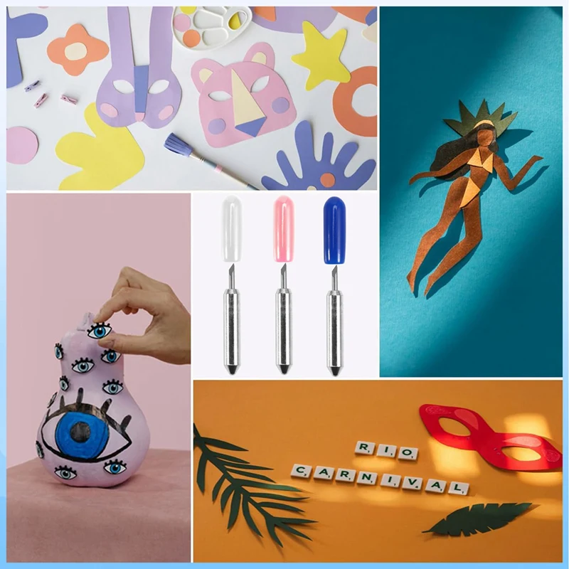 BHBD-30/45/60 Degree Plotter Blades Vinyl Cutter Film Knife 15Pcs For Cricut Joy Replacement Cutting Blades With Blade Holder