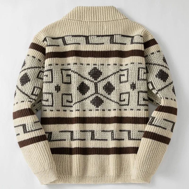 Men's Clothing, American Zip-up Cardigan Sweater, Retro Outdoor Knitted Sweater