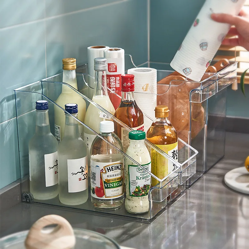 Storage rack, kitchen storage tool, pot lid rack, rolling transparent plastic cookware storage rack, cabinet storage box