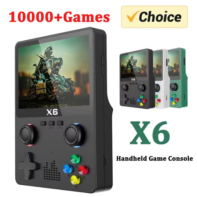 X6 Game Console Retro Video Game Console 3.5/4'' IPS Screen Portable Handheld Game Player 10000+ Classic Games Children Gifts