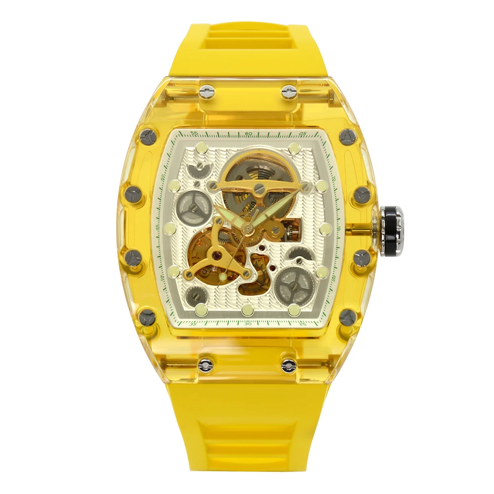 Newest RM customize logo K9 high strength glass case watch RM automatic movement