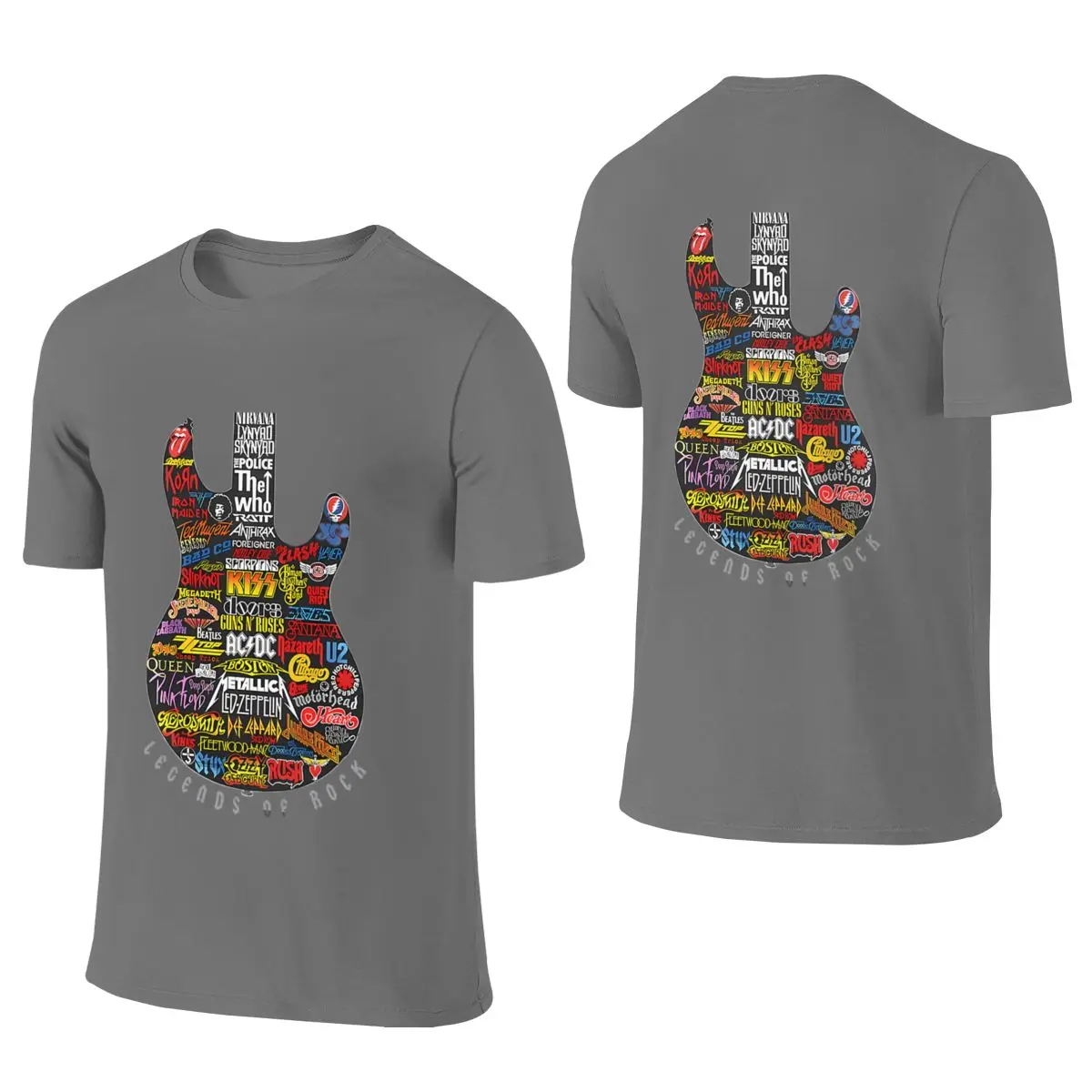 Legends Of Rock Crisp Reversible T-shirt Simple Korean Style Reinforced Collar Women's T-shirts