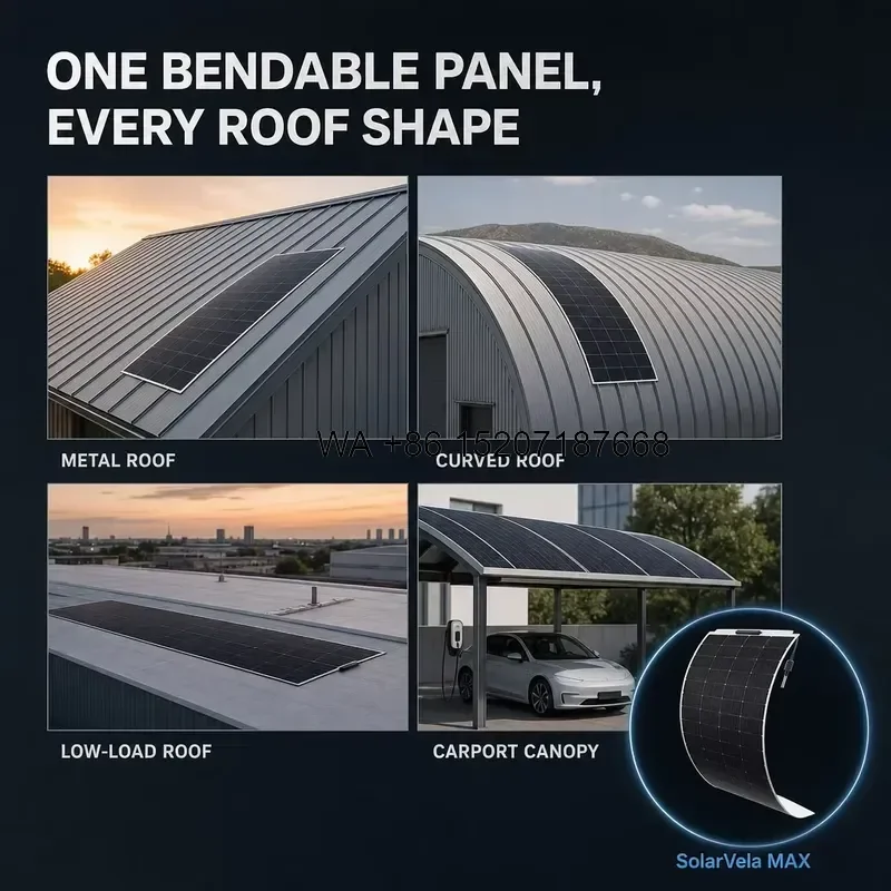Wmwmnu 560W Flexible PERC Solar Panel Bendable Lightweight No Frame 1.8mm Ultra Thin Curved Arch Roof Solar Project