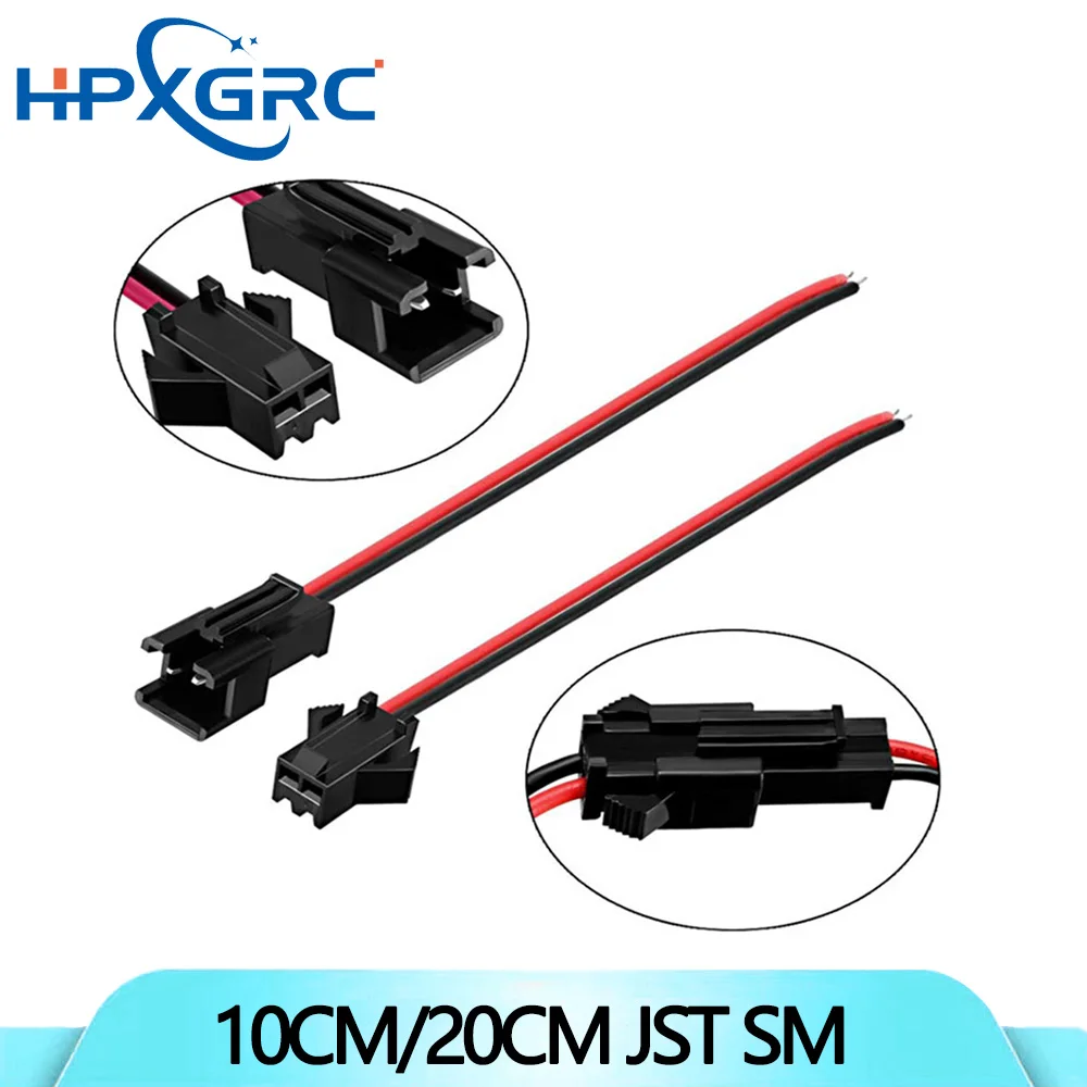

HPXGRC 10CM/20CM JST SM 2Pin Electrical Wire Connector Cable Plug Male Female Wire Connector Cable Pigtail Plug for FPV drone