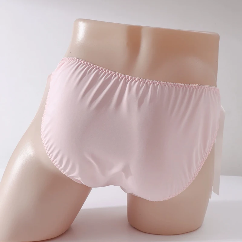Men's Lace Floral Embroidery Pink Underwear with Ruffle Edge Waistband Sexy and Comfortable Panty Performance Dance Costumes