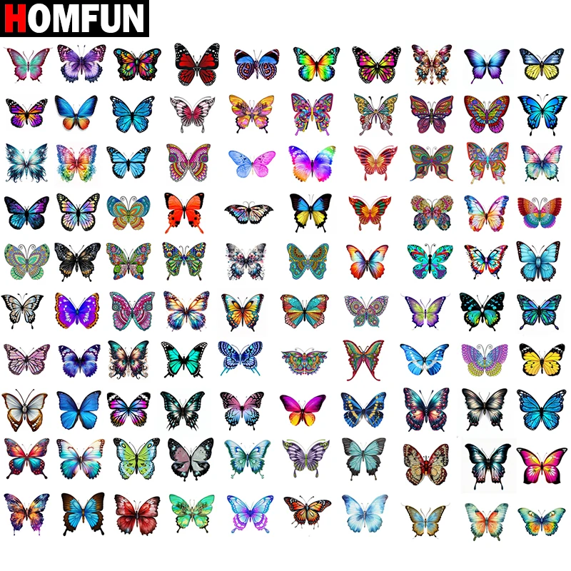 HOMFUN 100pcs Full Drill Mini Butterfly Diamond Painting Fairy Dust / AB DIY 5D Embroidery Cross Stitch Mosaic Handicraft Lover